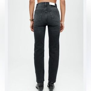 Re/Done High Rise Ankle Cropped Jeans Faded Black Size 29